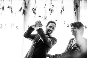 Groom celebrates getting married at a Forest Hill wedding in London