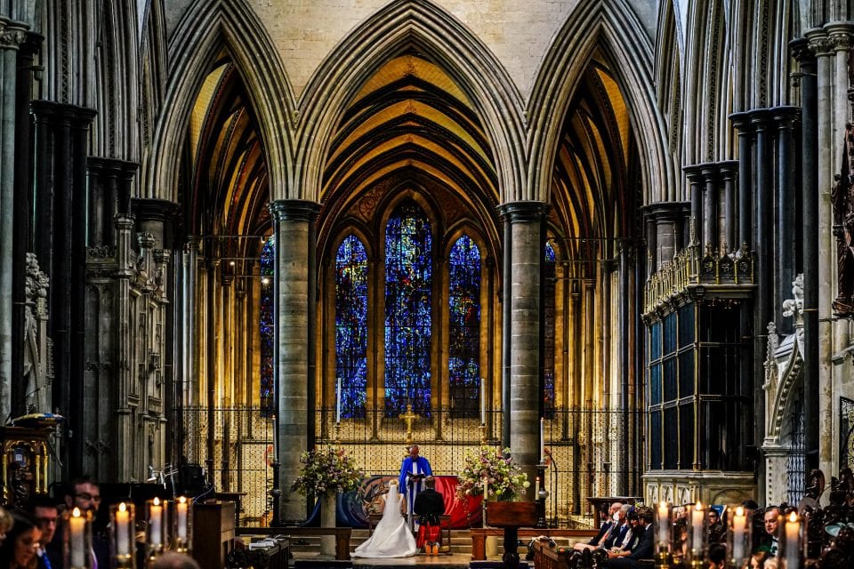 Orchardleigh Estate Wedding Photography Wedding blessing and ceremony at Salisbury Cathedral in Wiltshire
