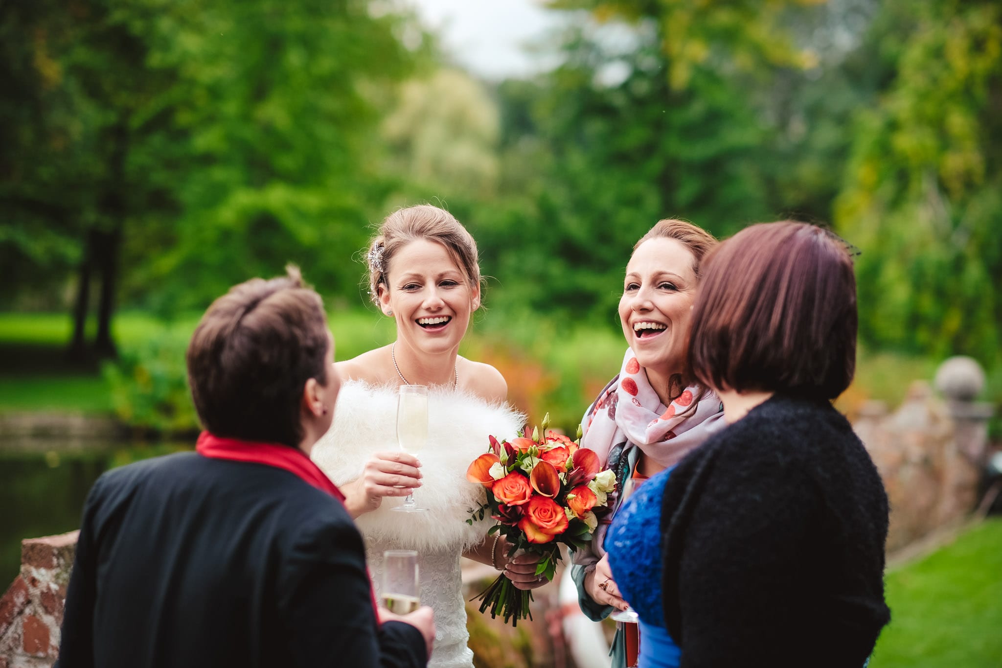 Bride laughing at a Birtsmorton Court Wedding 
