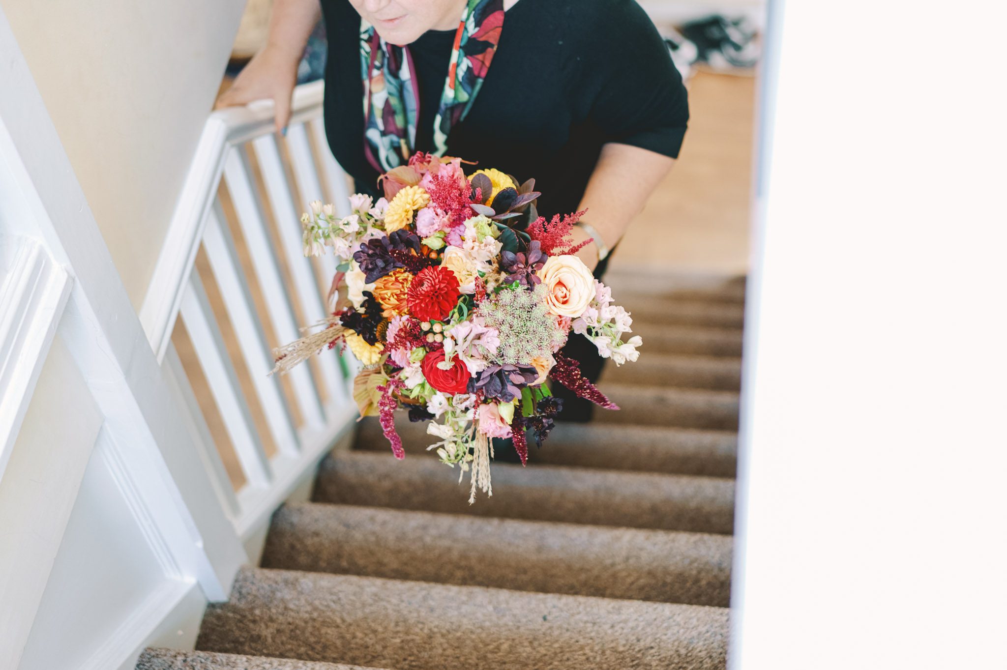Bouquet arrives at a wedding at a Birtsmorton Court wedding in Worcestershire