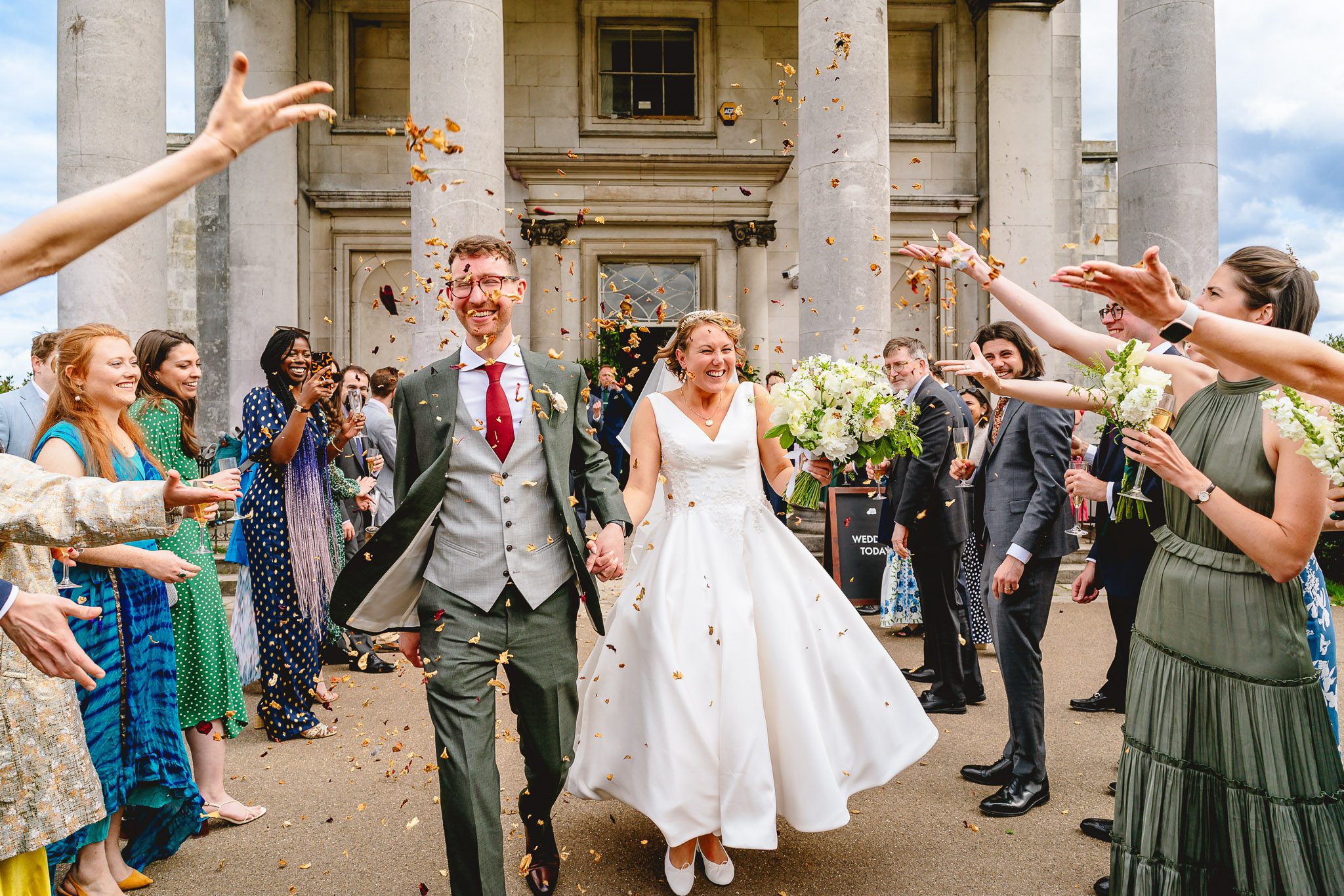 Confetti run at Beckenham Place wedding in London