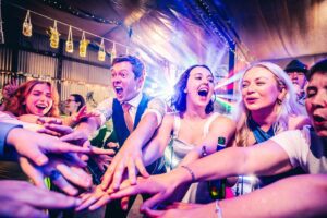 Bride and groom dancing on their wedding day