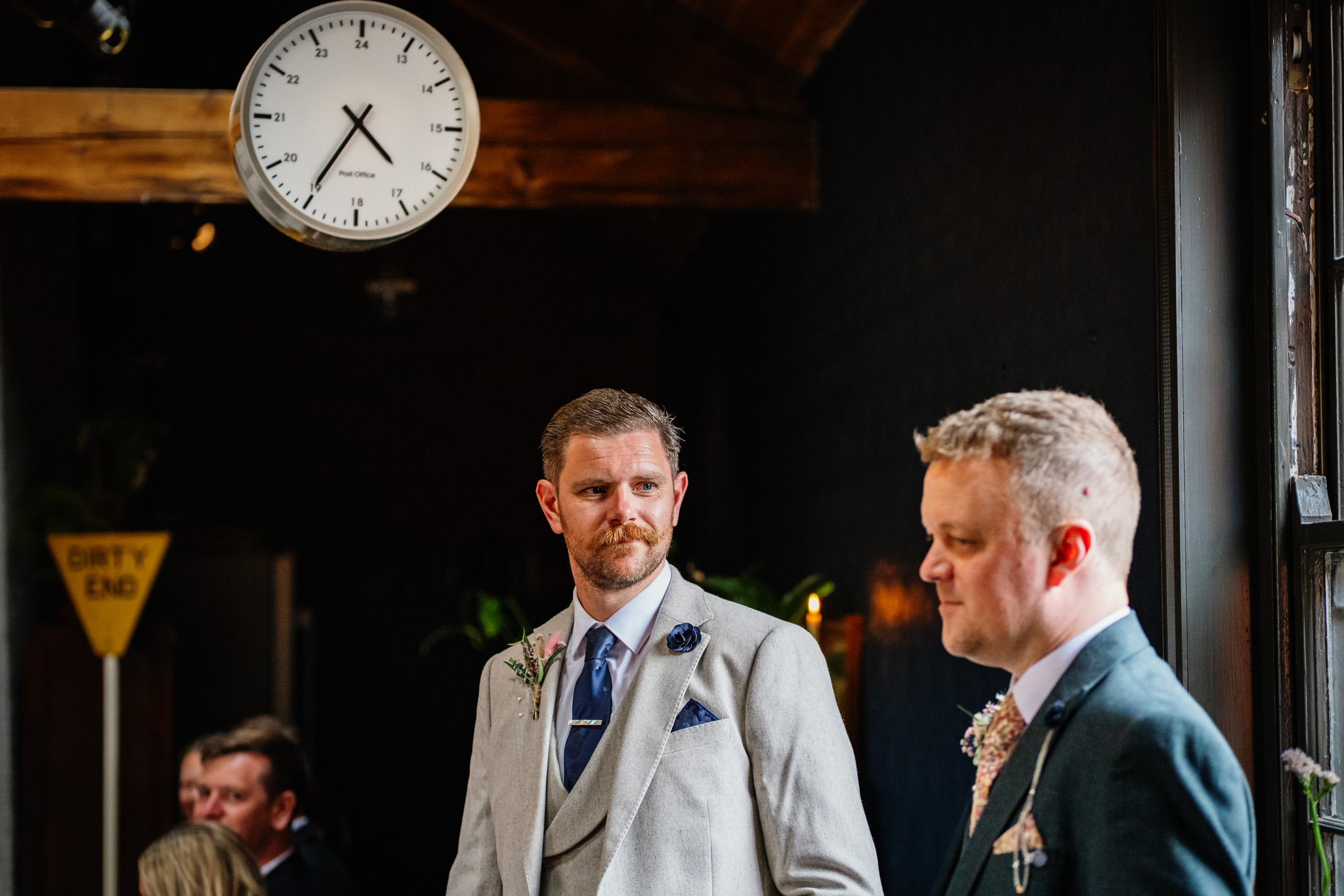 Usher and Best Man agther for a relaxed Chimney House wedding in Sheffield