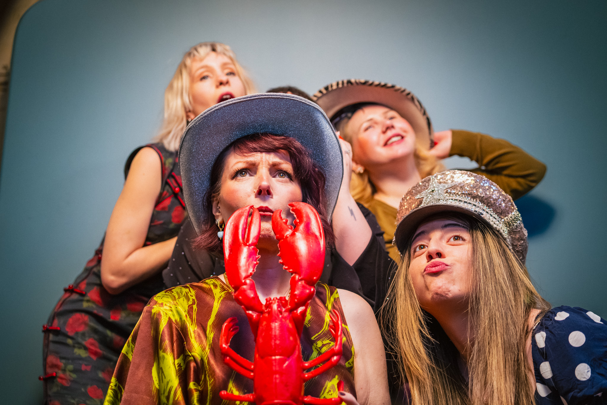 Photo booth guests at a wedding reception at The Mowbray in Sheffield