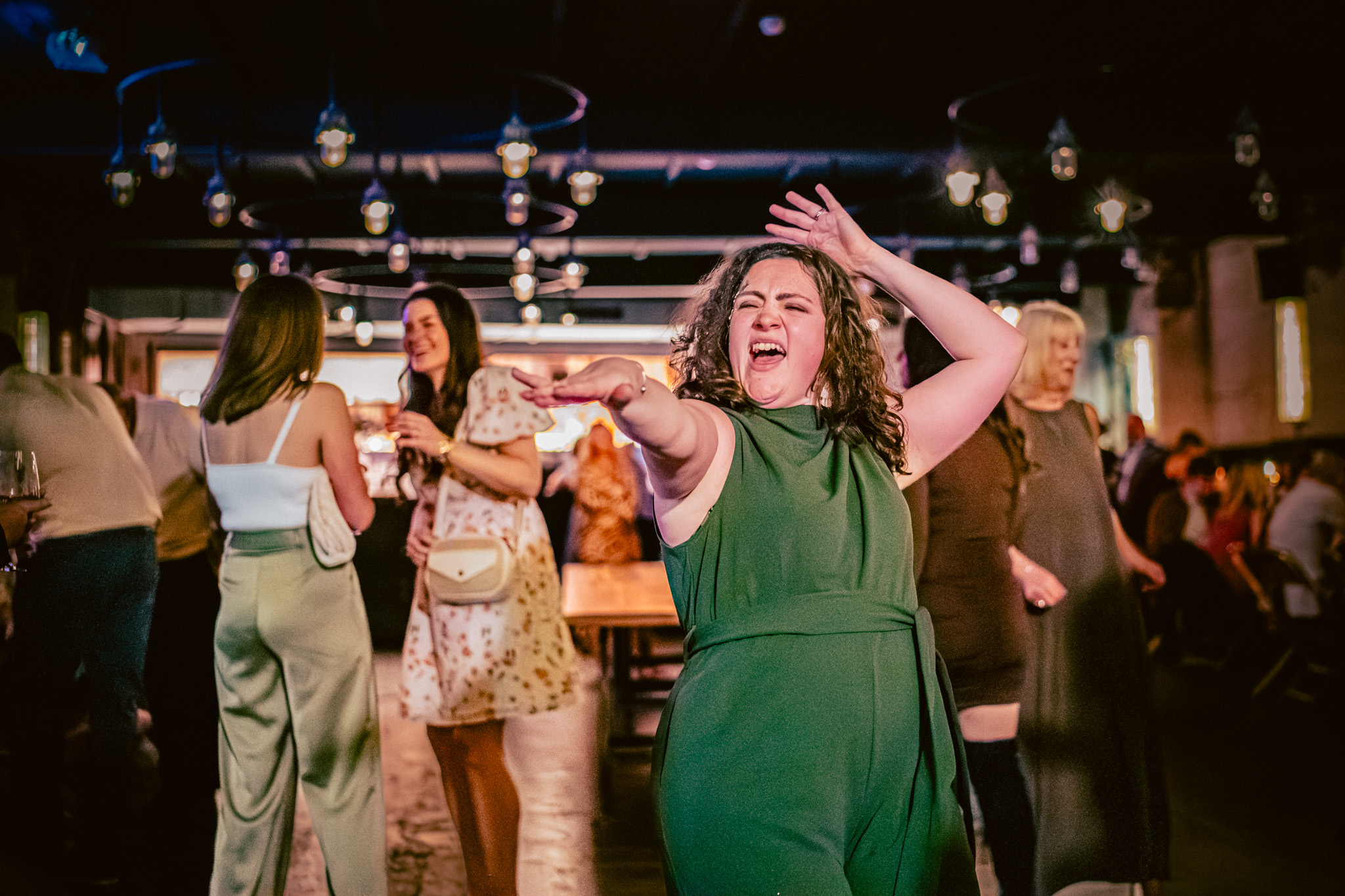 Guest dancing at a wedding reception at The Mowbray in Sheffield